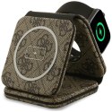 Guess 4G Wireless Charger - Ładowarka indukcyjna MagSafe 3w1 do iPhone, AirPods i Apple Watch 15W (brązowy)