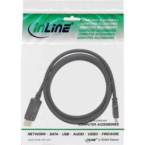 InLine 17184 adapter kablowy 1,5 m DisplayPort HDMI Czarny