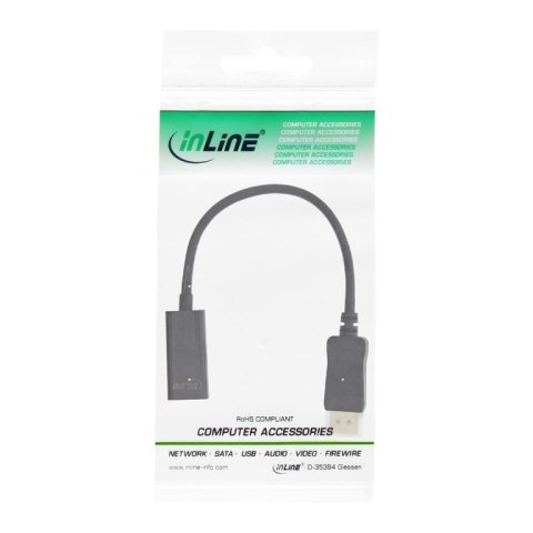 InLine 17198C adapter kablowy 0,15 m DisplayPort HDMI Typu A (Standard) Czarny