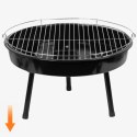 Grill ogrodowy węglowy zawieszany, regulowana wysokość 32-66/150 cm, ruszt stal chromowana, misa stal emaliowana, czarny, 50 cm