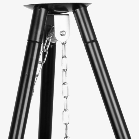 Grill ogrodowy węglowy zawieszany, regulowana wysokość 32-66/150 cm, ruszt stal chromowana, misa stal emaliowana, czarny, 50 cm