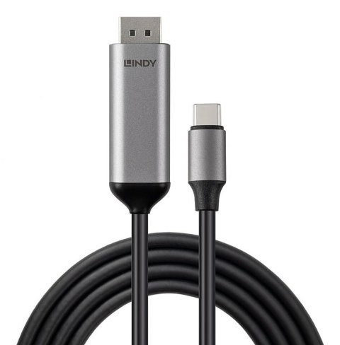 Lindy 43504 adapter kablowy 2 m USB Type-C DisplayPort Szary