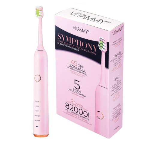 VITAMMY SYMPHONY BLACK i PINK Szczoteczka soniczna do zębów z komfortową obudową, 2szt