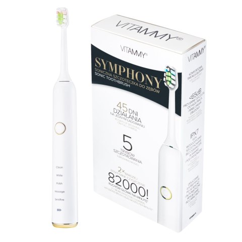 VITAMMY SYMPHONY WHITE i NAVY BLUE Szczoteczka soniczna do zębów z komfortową obudową, 2szt