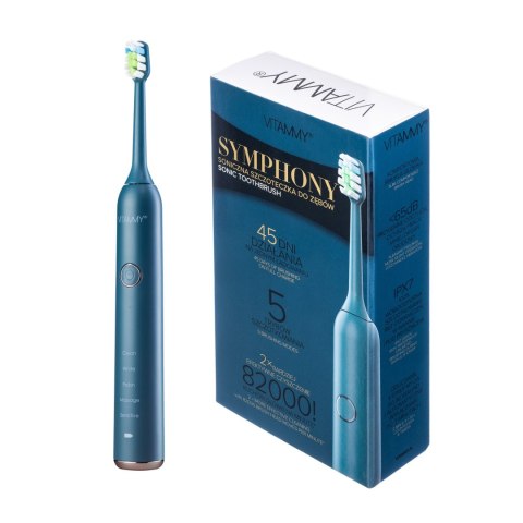 VITAMMY SYMPHONY WHITE i NAVY BLUE Szczoteczka soniczna do zębów z komfortową obudową, 2szt