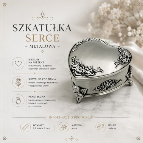 Szkatułka metalowa w kształcie serca - 2099