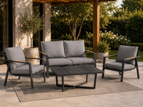 Zestaw mebli ogrodowych Industrial Frame 4w1 aluminium Sofa + 2 Fotele + Stolik
