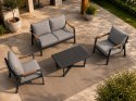 Zestaw mebli ogrodowych Industrial Frame 4w1 aluminium Sofa + 2 Fotele + Stolik