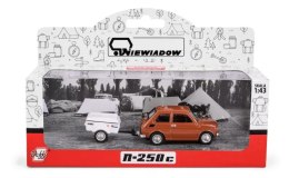 Kolekcja PRL - Zestaw Fiat 126p + przyczepa Niewiadów Krótka BRĄZOWY
