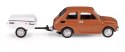 Kolekcja PRL - Zestaw Fiat 126p + przyczepa Niewiadów Krótka BRĄZOWY