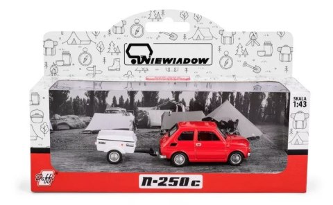 Kolekcja PRL - Zestaw Fiat 126p + przyczepa Niewiadów Krótka CZERWONY
