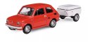 Kolekcja PRL - Zestaw Fiat 126p + przyczepa Niewiadów Krótka CZERWONY