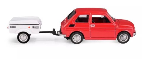 Kolekcja PRL - Zestaw Fiat 126p + przyczepa Niewiadów Krótka CZERWONY