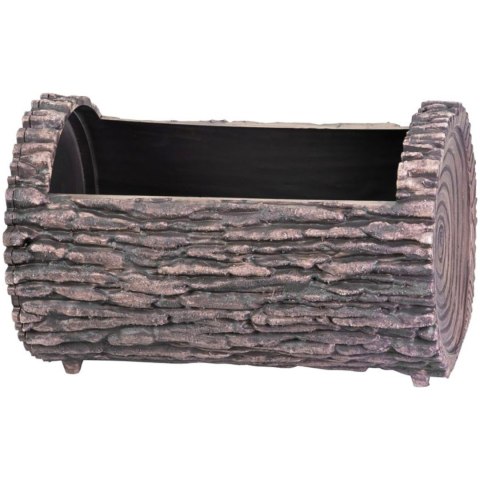 Doniczka skrzynka okienna orzech, plastikowa, owalna, efekt drewna, UV-stabilna, do ogrodu i balkonu, 22x35 cm, 7,5 l