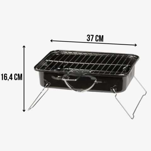 Grill węglowy przenośny, stalowy, do ogrodu i na taras, 37x27x17 cm