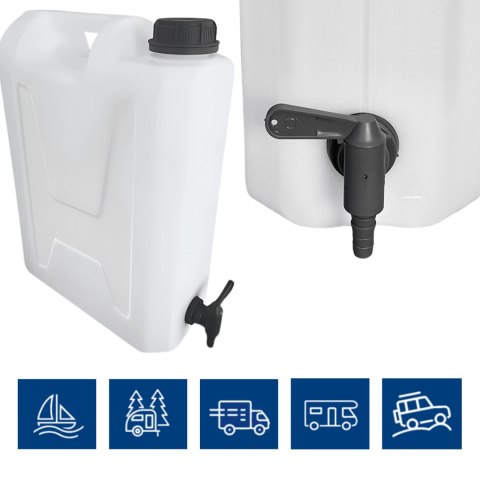 Kanister na wodę pitną z dolnym kranikiem, tworzywo HDPE, 12L
