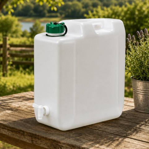 Kanister na wodę pitną z kranikiem i odpowietrznikiem, tworzywo HDPE, 20L