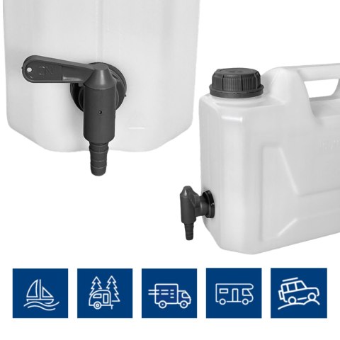 Kanister na wodę z dolnym kranikiem, transparentny HDPE, 5L