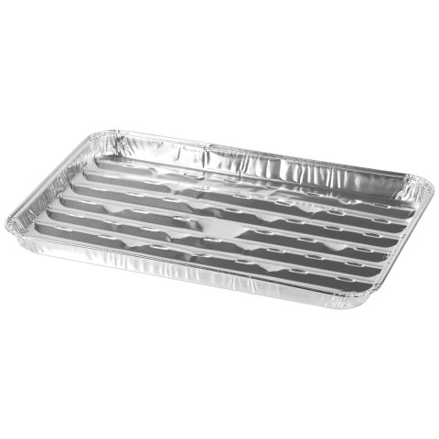 Tacki aluminiowe do grilla, prostokątne, perforowane, zestaw 3 szt., 34x23x2,5 cm