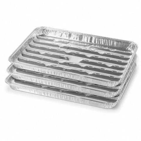 Tacki aluminiowe do grilla, prostokątne, perforowane, zestaw 3 szt., 34x23x2,5 cm