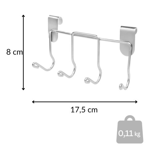 Wieszak na akcesoria grillowe, metalowy, na bok grilla, 17,5x8 cm