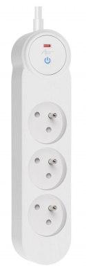 Przedłużacz ART"P1230 z wyłącznikiem-3 gniazda-biały-5m-16A-3x1,5mm2