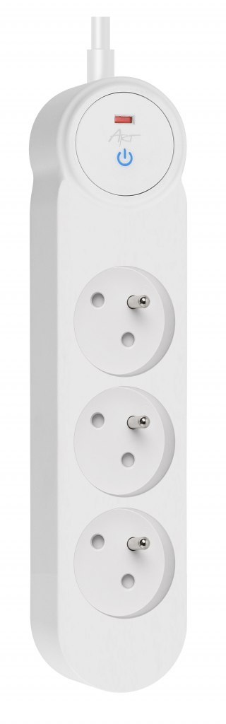 Przedłużacz ART"P1230 z wyłącznikiem-3 gniazda-biały-5m-16A-3x1,5mm2