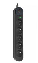Urządzenie zabezp. p.przepięciowe SPD/przeciążeniowe ART" F2100 z wył.5 gniazd-16A-czarny-1,5m-3x1,5mm2