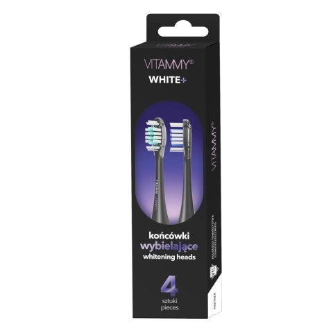 VITAMMY WHITE+ Końcówki do szczoteczki sonicznej serii SONICE, wybielające, czarne, 4szt