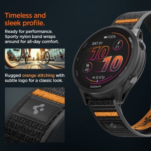 Spigen Athlex Air - Pasek do Garmin QuickRelease 22 mm (Active Black / Orange)