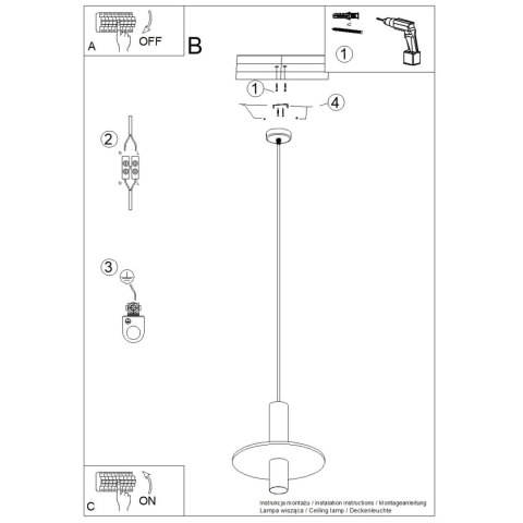 Lampa wisząca PELTA 1 czarna/beżowa