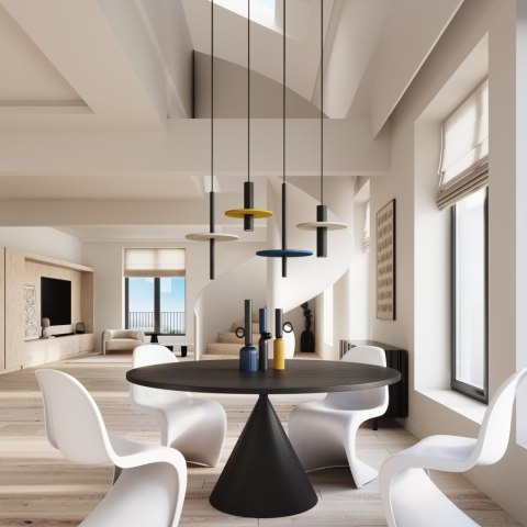 Lampa wisząca PELTA 1 czarna/beżowa