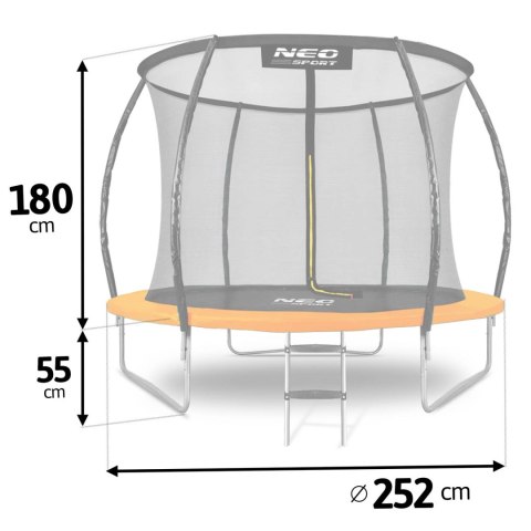 Trampolina ogrodowa profilowana 8ft/252cm z siatką wewnętrzną Neo-Sport