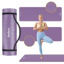 Mata gimnastyczna do ćwiczeń joga, pilates, fitness, 183x61cm, grubość 1cm, materiał NBR, fioletowa, REBEL ACTIVE