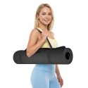 Mata gimnastyczna do ćwiczeń joga, pilates, fitness, 183x61cm, grubość 6mm, materiał TPE, czarna, REBEL ACTIVE
