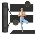 Mata gimnastyczna do ćwiczeń joga, pilates, fitness, 183x61cm, grubość 6mm, materiał TPE, czarna, REBEL ACTIVE