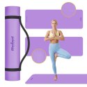 Mata gimnastyczna do ćwiczeń joga, pilates, fitness, 183x61cm, grubość 6mm, materiał TPE, fioletowa, REBEL ACTIVE