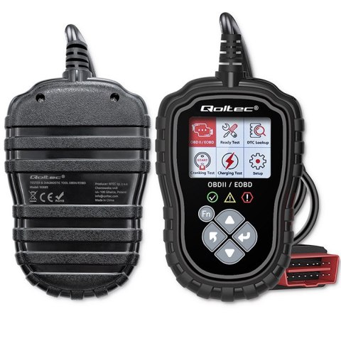Qoltec Cyfrowy Tester diagnostyczny ProLine | OBD2 EOBD | Polskie MENU | 8V-25V | Dual System