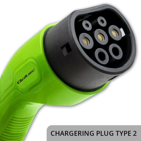 Qoltec Mobilna ładowarka do samochodu elektrycznego EV i hybryd z regulacją 2w1 Typ2 | 11kW | LCD | 3 fazy | CEE 32A | Przenośn
