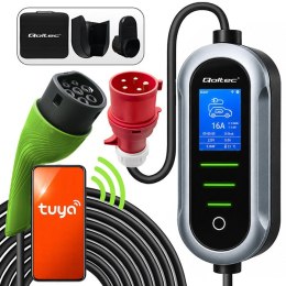 Qoltec Mobilna ładowarka do samochodu elektrycznego EV i hybryd z regulacją 2w1 Typ2 | 22kW | 400V | CEE 32A | Wi-fi | TUYA | SM