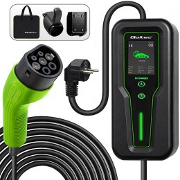 Qoltec Mobilna ładowarka do samochodu elektrycznego EV i hybryd z regulacją 2w1 Typ2 | 3.5kW | 230V | SCHUKO 16A | LCD | Przenoś