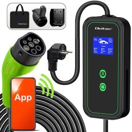 Qoltec Mobilna ładowarka do samochodu elektrycznego EV i hybryd z regulacją 2w1 Typ2 | 3.5kW | 230V | SCHUKO 16A | Wi-fi | LCD |