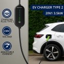 Qoltec Mobilna ładowarka do samochodu elektrycznego EV i hybryd z regulacją 2w1 Typ2 | 3.5kW | 230V | SCHUKO 16A | Wi-fi | TUYA 