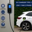 Qoltec Mobilna ładowarka do samochodu elektrycznego EV i hybryd z regulacją 2w1 Typ2 | 3.5kW | 230V | SCHUKO 16A | Wi-fi | TUYA 