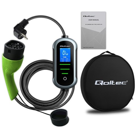 Qoltec Mobilna ładowarka do samochodu elektrycznego EV i hybryd z regulacją 2w1 Typ2 | 3.5kW | 230V | SCHUKO 16A | Wi-fi | TUYA 