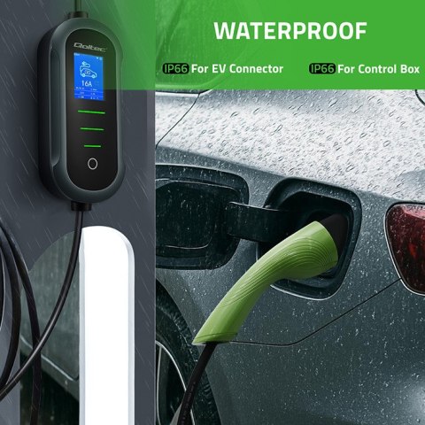 Qoltec Mobilna ładowarka do samochodu elektrycznego EV i hybryd z regulacją 2w1 Typ2 | 3.5kW | 230V | SCHUKO 16A | Wi-fi | TUYA 