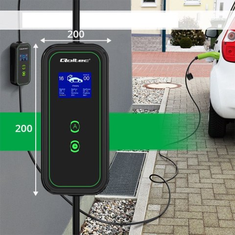 Qoltec Mobilna ładowarka do samochodu elektrycznego EV i hybryd z regulacją 2w1 Typ2 | 7kW | 230V | CEE 32A | LCD | Przenośna | 