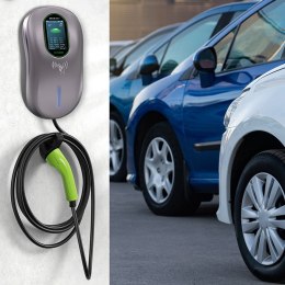 Qoltec Stacja ładowania EV Typ2 do samochodu elektrycznego i hybryd | 22kW | LCD | 2 Karty EV | 3 fazy | Wallbox | Hotel system 