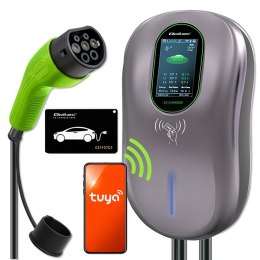Qoltec Stacja ładowania EV Typ2 do samochodu elektrycznego i hybryd | 22kW | Wi-fi| Smart life | LCD | RFID | 3 fazy | Wallbox |
