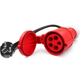 Qoltec Adapter siłowy do ładowarek EV | gniazdo CEE 32A 5P | Przejściówka 400V na SCHUKO 230V | max 16A | 3.5 kW